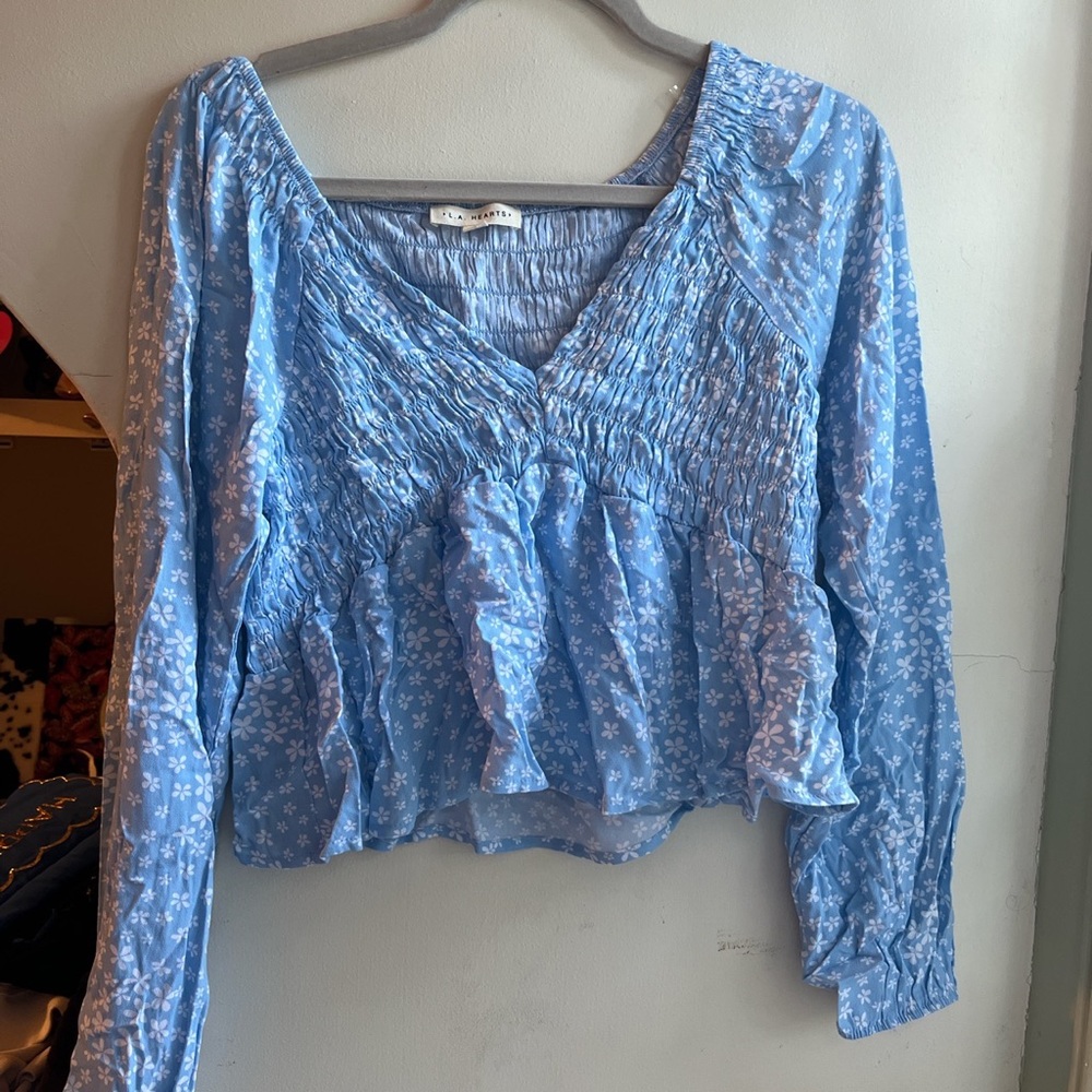 Floral and blue top